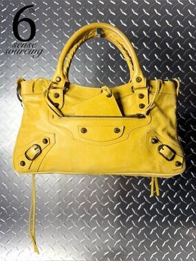 Balenciaga First Moto City Bag in Mustard Yellow